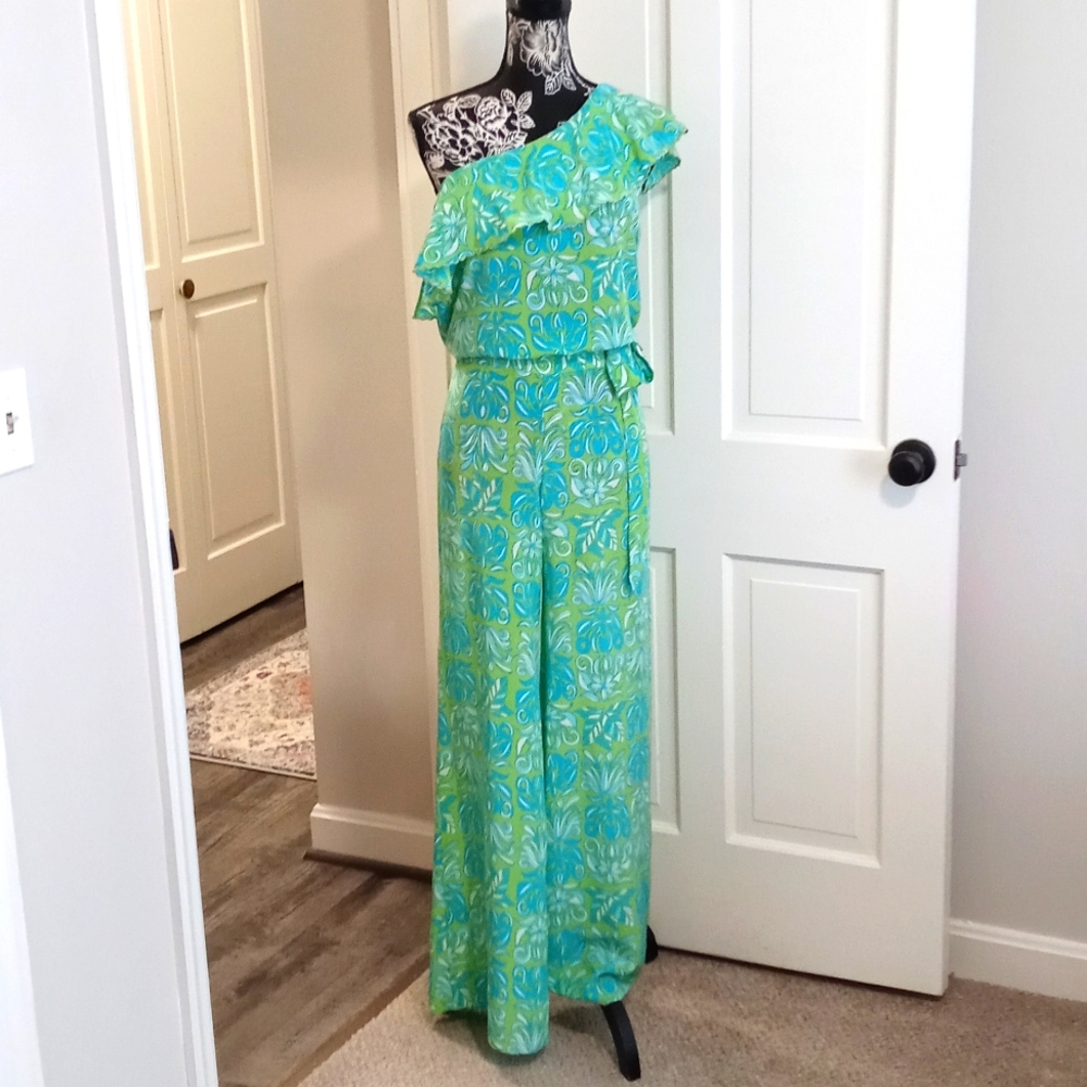 🦄RARE Lilly Pulitzer🦄 - Lyra One-Shoulder Silk Jumpsuit